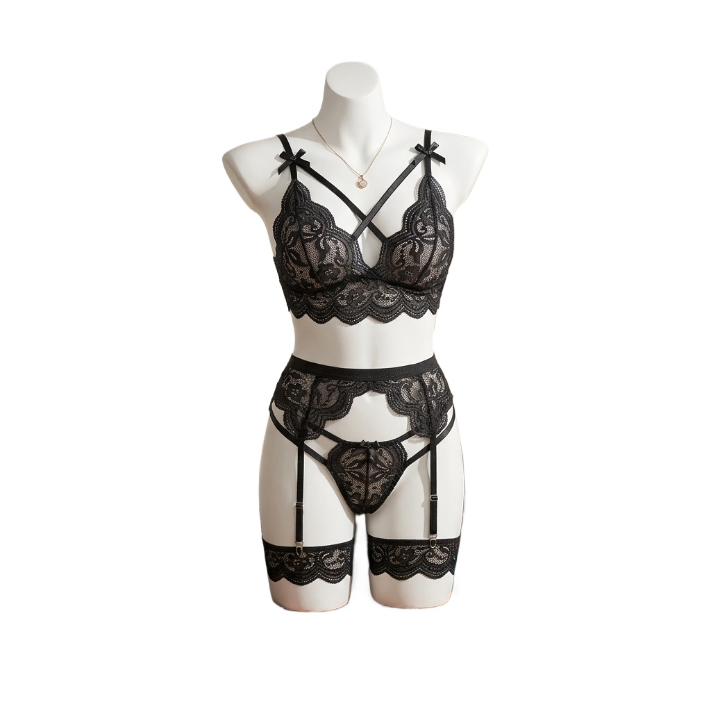 Garter Belt Set - Ensemble de lingerie en dentelle florale